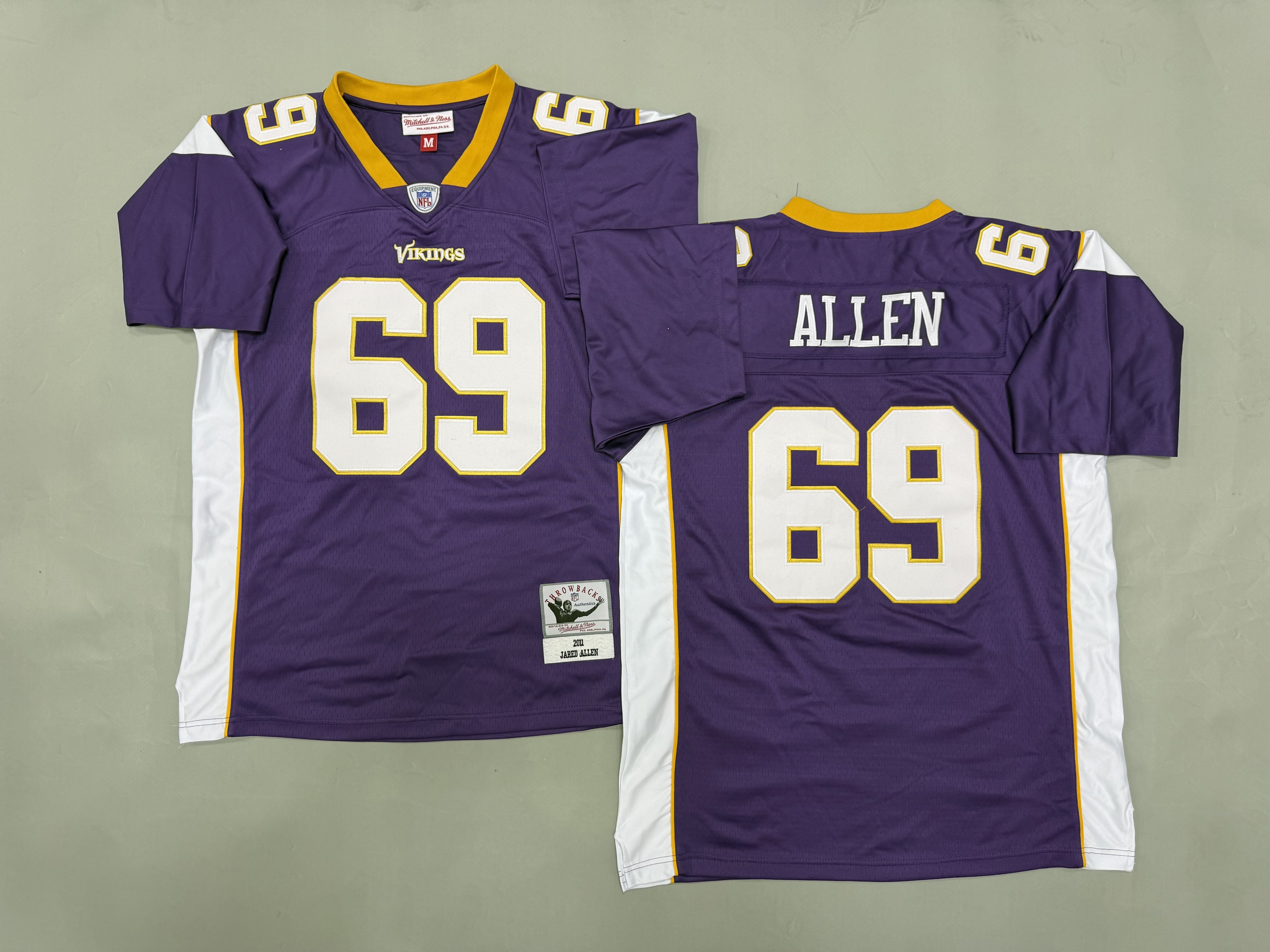 Men 2026 Minnesota Vikings #69 Allen Purple Throwback Game NFL Jersey 001